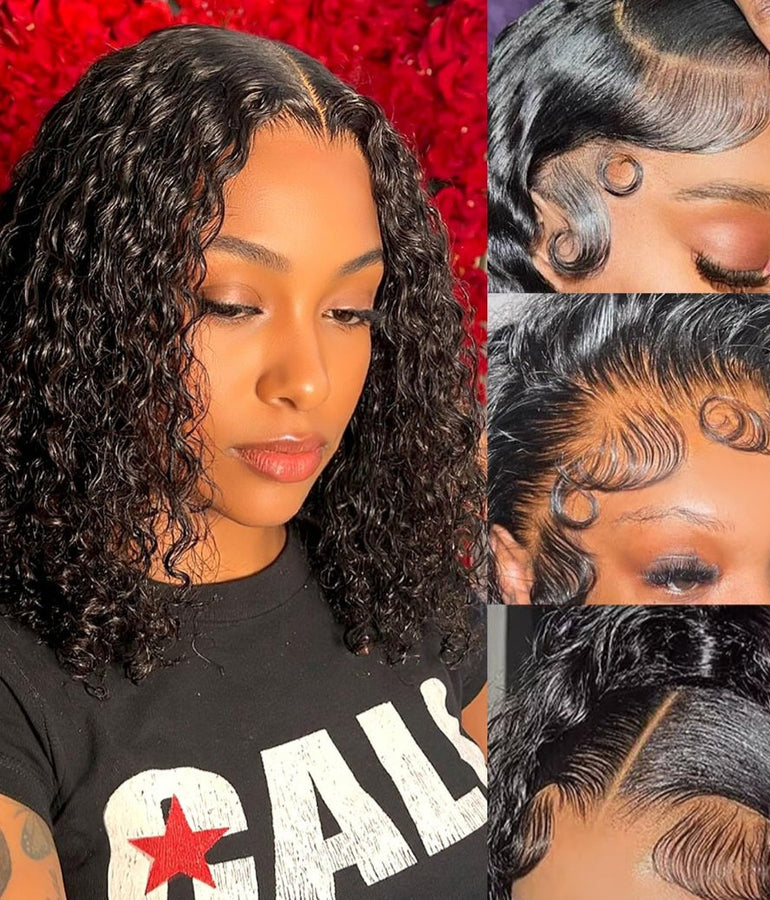 5*5 gluess glueless curly wig human hair