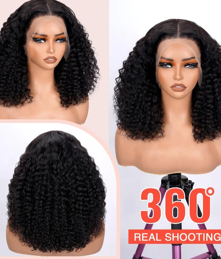 5*5 gluess glueless curly wig human hair